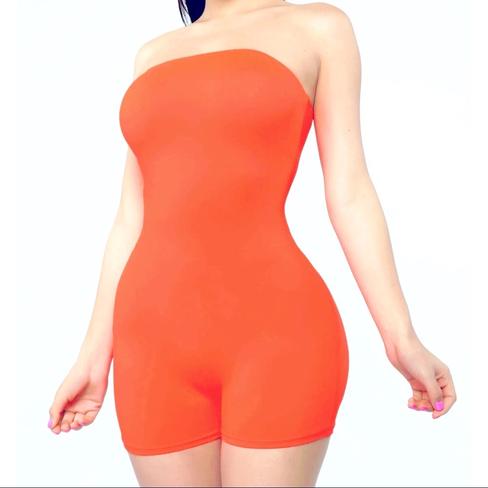 Fashion Nova Neon Orange Romper